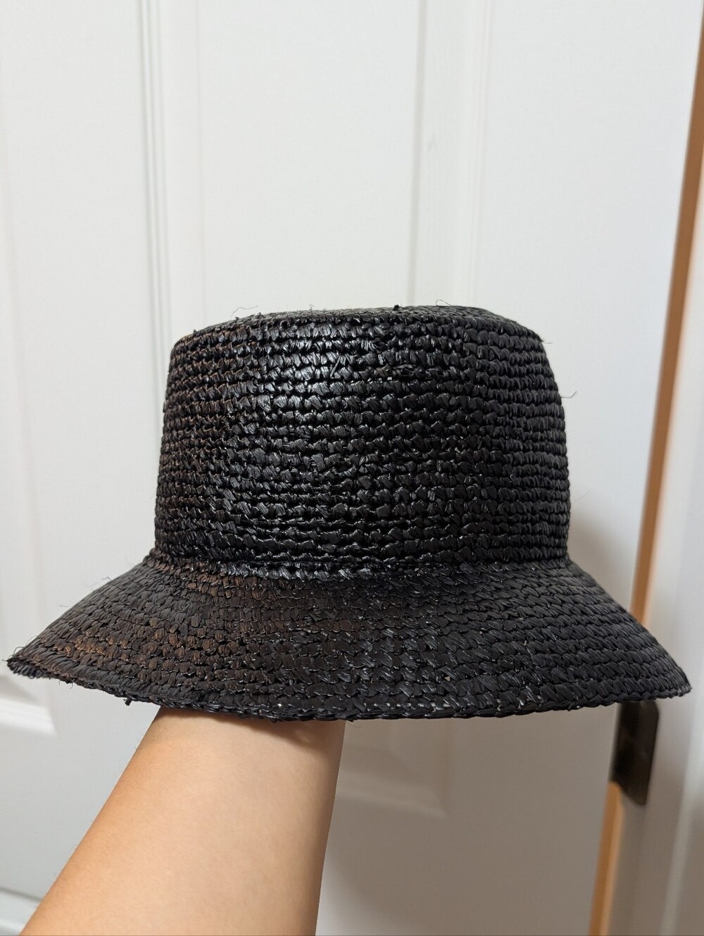 NWT J.Crew raffia bucket hat in Black AY699 Size Small / Medium S/M